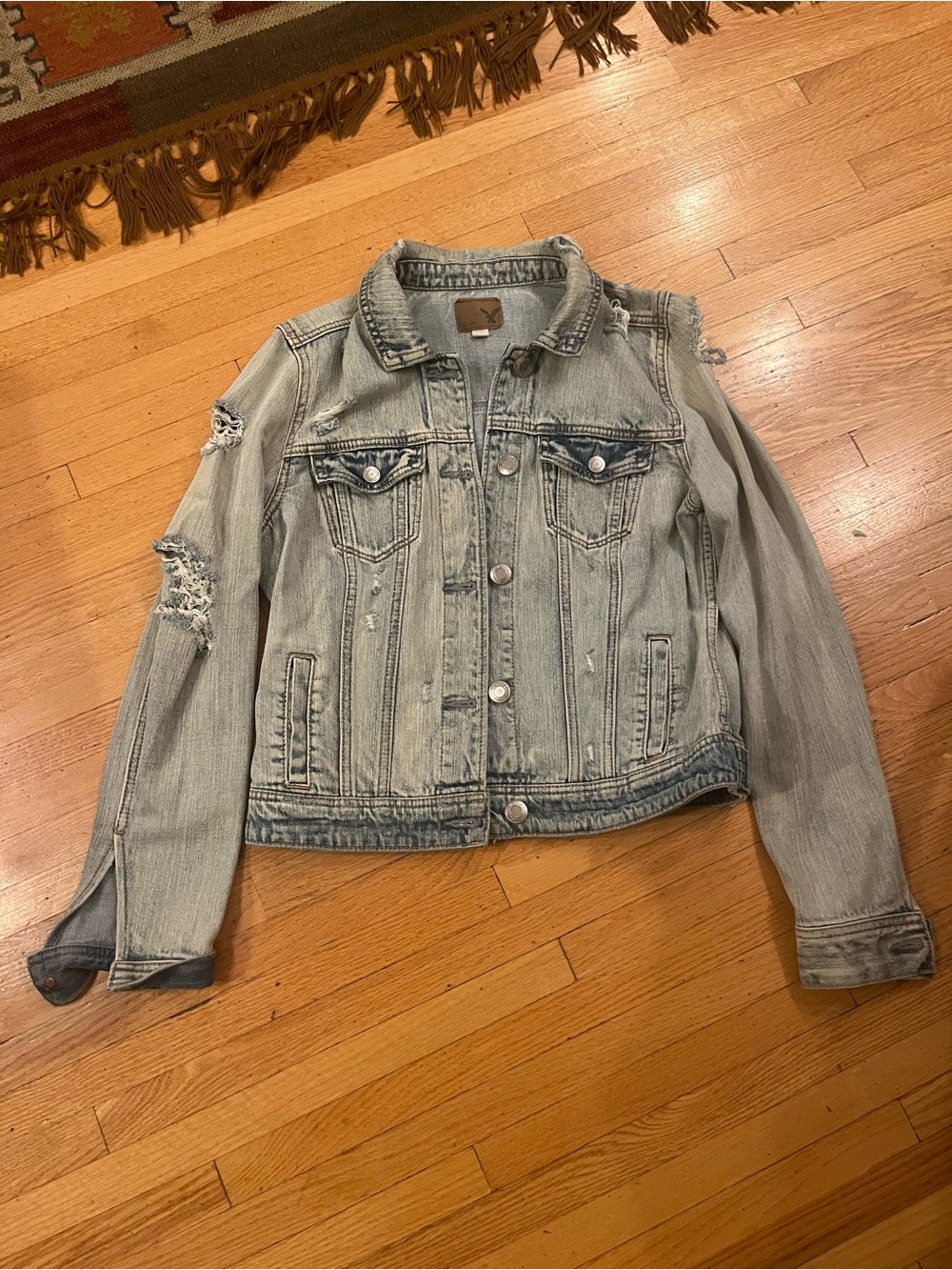 AE Outfitters- Women’s Light Wash Distressed Denim Jacket - Size M
